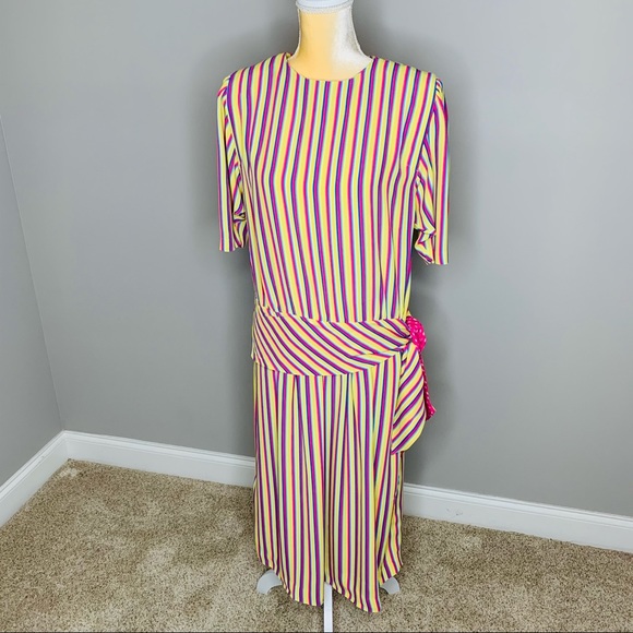 Vintage 80’s Drop Waist Dress Size 12 - Picture 3 of 9